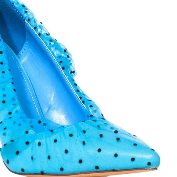 AZALEA WANG " PERFECTED PERSONIFIED " TULLE POLKA DOT / BLUE (BRAND NEW !!!!! - Picture 2 of 6